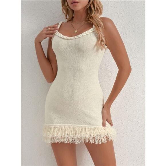Fringe Hem Knit Cami Dress - Picture 1 of 16